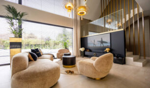 luksusowy salon, meble eichholtz, nowoczesne oświetlenie